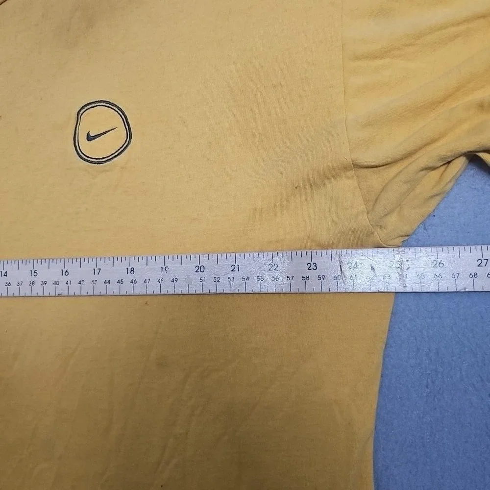 Vintage 90s Nike T Shirt Men's XL Yellow‎ Circled Cookie Swoosh Rare